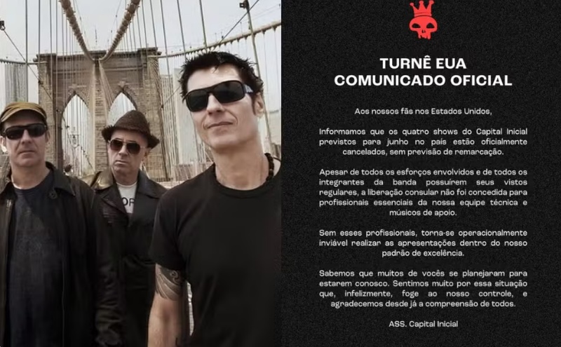 Capital Inicial cancela turnê nos Estados Unidos por problemas com vistos da equipe