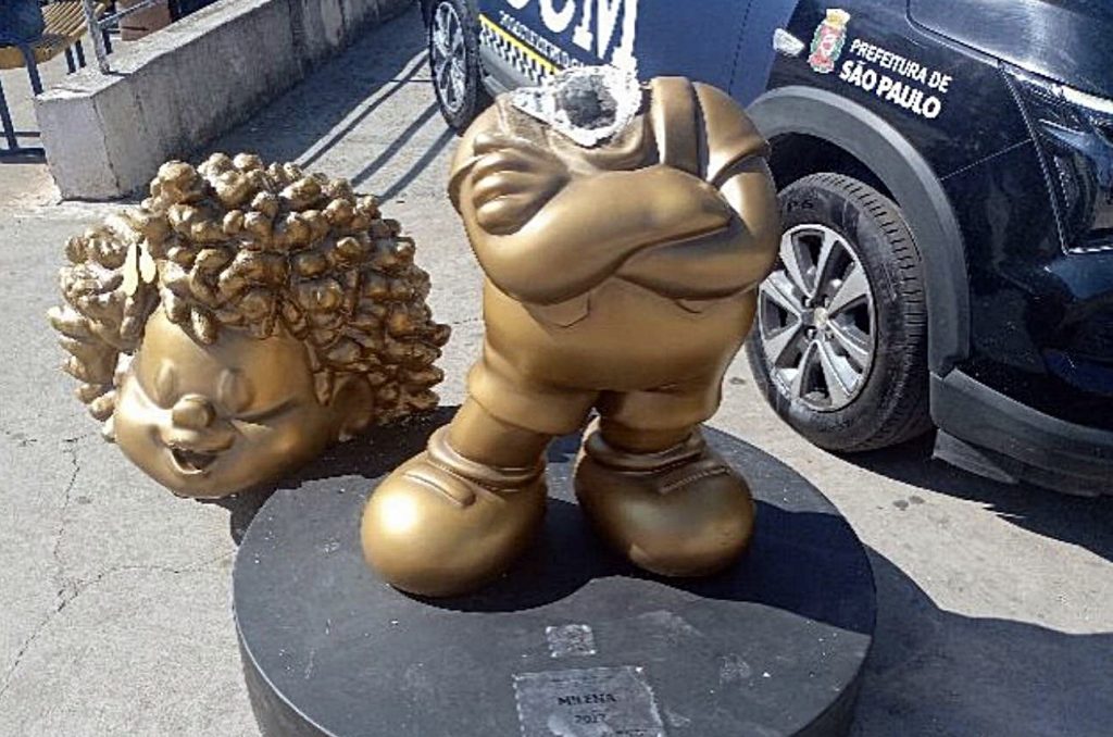 Estátua da personagem Milena é vandalizada e tem cabeça arrancada em São Paulo
